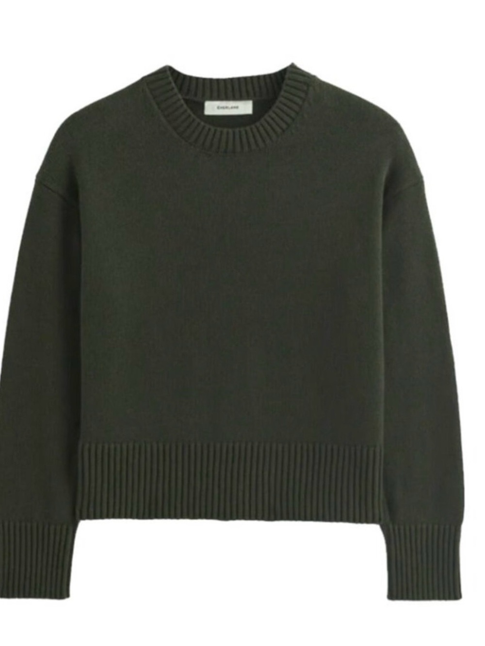 Everlane The Boxy Sweater in Everyday Cotton - Forest Green - Medium